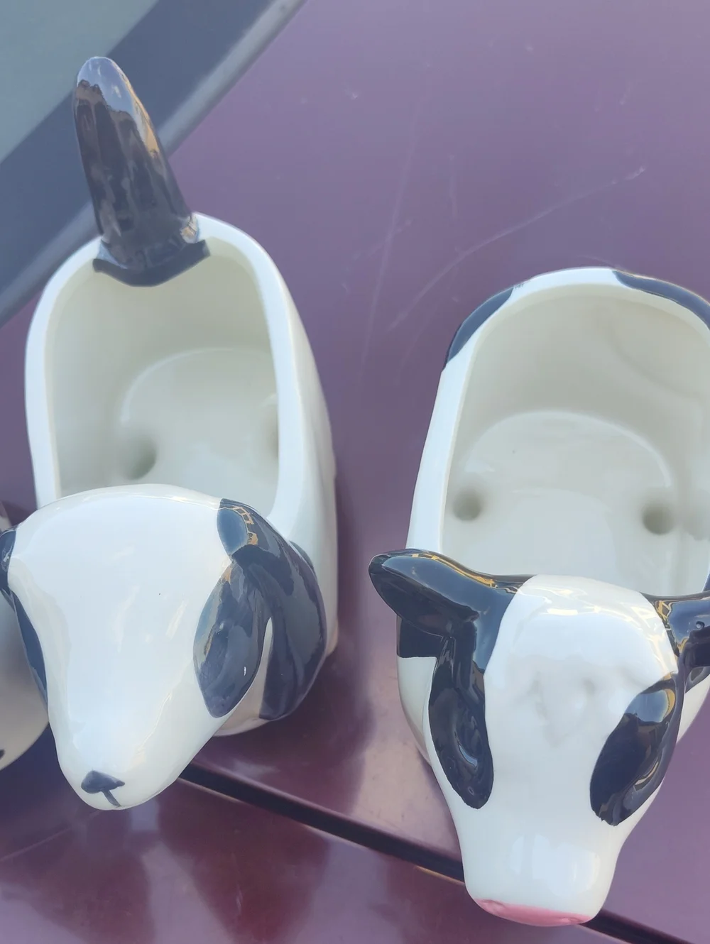 Ceramic Black & White Cow Planter - Decorative Home Accent